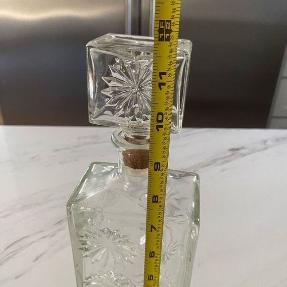 Vintage Mid Century Modern Glass Liquor Decanter Ornate Home Bar Decor Bottle - Picture 7 of 9